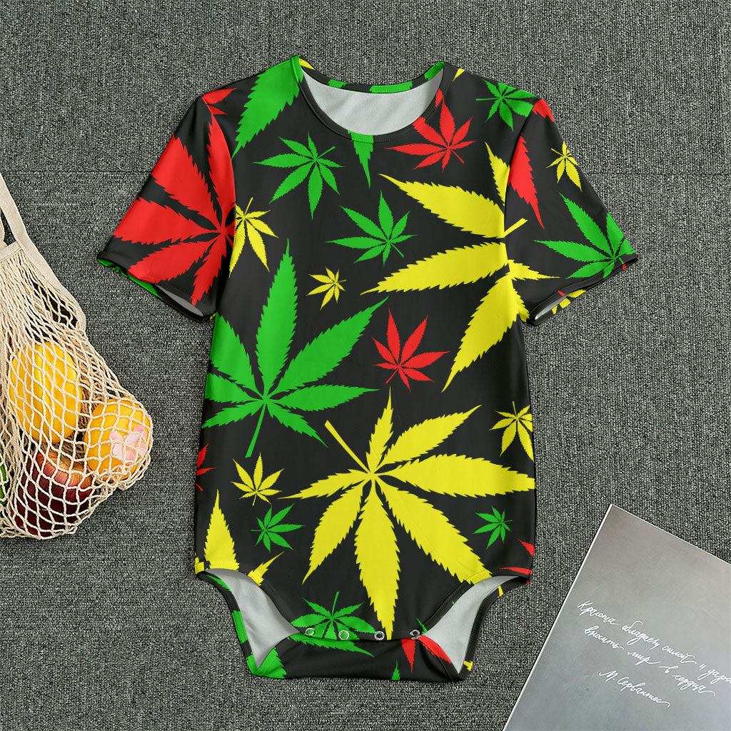 Hemp Leaves Reggae Pattern Print Men's Bodysuit