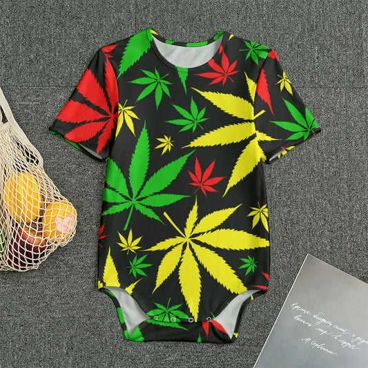 Hemp Leaves Reggae Pattern Print Men's Bodysuit