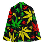 Hemp Leaves Reggae Pattern Print Men's Cotton Blazer