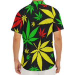 Hemp Leaves Reggae Pattern Print Men's Deep V-Neck Shirt