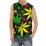 Hemp Leaves Reggae Pattern Print Men's Fitness Tank Top