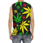 Hemp Leaves Reggae Pattern Print Men's Fitness Tank Top