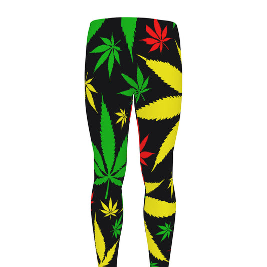 Hemp Leaves Reggae Pattern Print Men's leggings