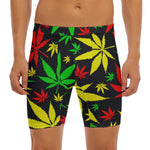 Hemp Leaves Reggae Pattern Print Men's Long Boxer Briefs