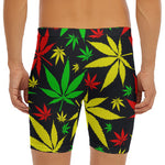 Hemp Leaves Reggae Pattern Print Men's Long Boxer Briefs