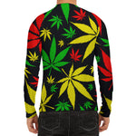Hemp Leaves Reggae Pattern Print Men's Long Sleeve Rash Guard