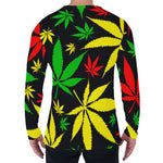 Hemp Leaves Reggae Pattern Print Men's Long Sleeve T-Shirt
