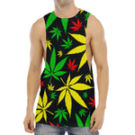 Hemp Leaves Reggae Pattern Print Men's Muscle Tank Top