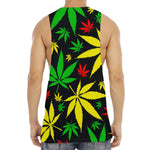 Hemp Leaves Reggae Pattern Print Men's Muscle Tank Top