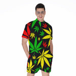 Hemp Leaves Reggae Pattern Print Men's Rompers
