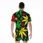 Hemp Leaves Reggae Pattern Print Men's Rompers