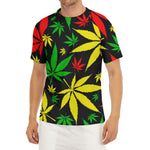 Hemp Leaves Reggae Pattern Print Men's Short Sleeve Rash Guard