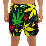 Hemp Leaves Reggae Pattern Print Men's Split Running Shorts