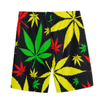 Hemp Leaves Reggae Pattern Print Men's Sports Shorts