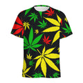 Hemp Leaves Reggae Pattern Print Men's Athletic T-Shirt