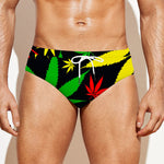 Hemp Leaves Reggae Pattern Print Men's Swim Briefs