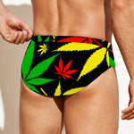 Hemp Leaves Reggae Pattern Print Men's Swim Briefs
