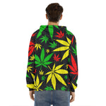 Hemp Leaves Reggae Pattern Print Men's Velvet Pullover Hoodie