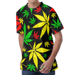 Hemp Leaves Reggae Pattern Print Men's Velvet T-Shirt