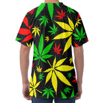 Hemp Leaves Reggae Pattern Print Men's Velvet T-Shirt