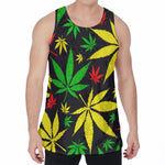 Hemp Leaves Reggae Pattern Print Men's Velvet Tank Top