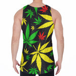 Hemp Leaves Reggae Pattern Print Men's Velvet Tank Top
