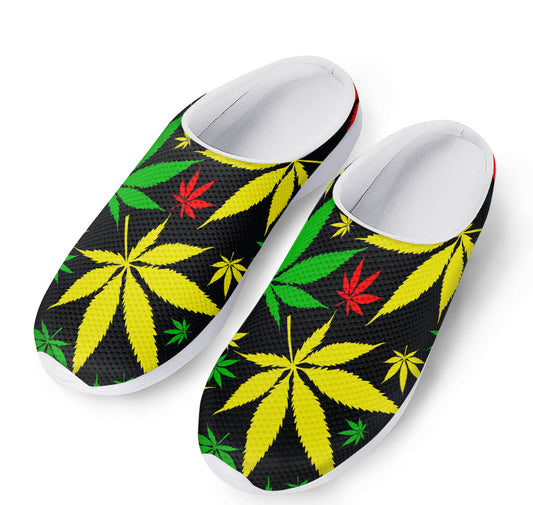 Hemp Leaves Reggae Pattern Print Mesh Casual Shoes