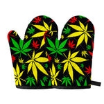 Hemp Leaves Reggae Pattern Print Oven Mitts