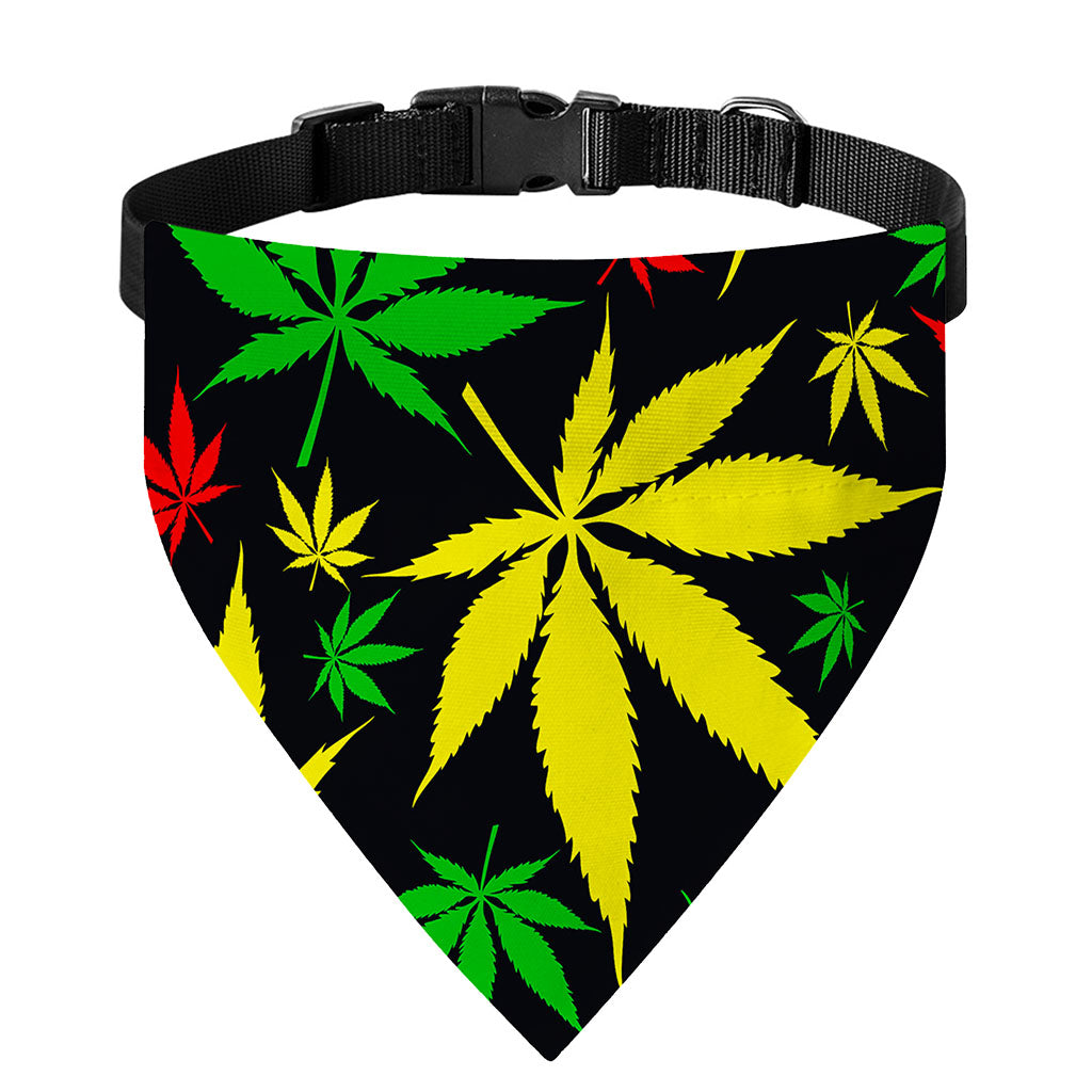 Hemp Leaves Reggae Pattern Print Over The Collar Dog Bandana