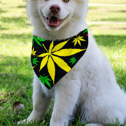 Hemp Leaves Reggae Pattern Print Over The Collar Dog Bandana