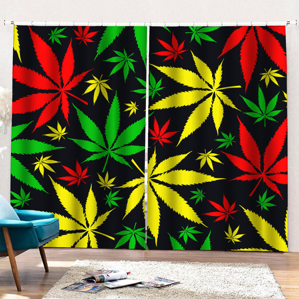 Hemp Leaves Reggae Pattern Print Pencil Pleat Curtains