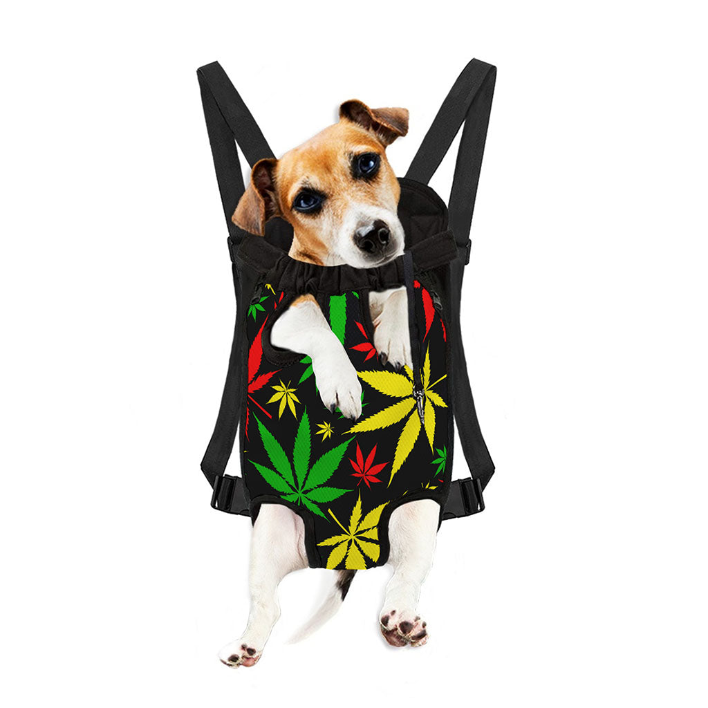 Hemp Leaves Reggae Pattern Print Pet Carrier Backpack