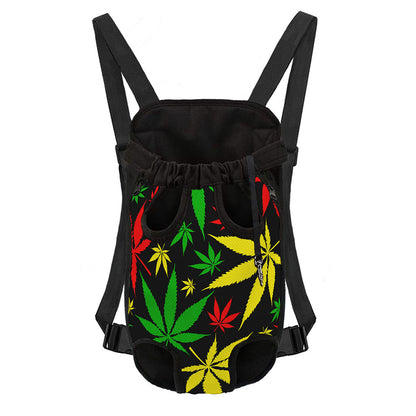 Hemp Leaves Reggae Pattern Print Pet Carrier Backpack
