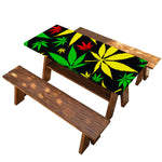 Hemp Leaves Reggae Pattern Print Picnic Table Cover