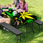 Hemp Leaves Reggae Pattern Print Picnic Table Cover