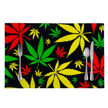 Hemp Leaves Reggae Pattern Print Placemat