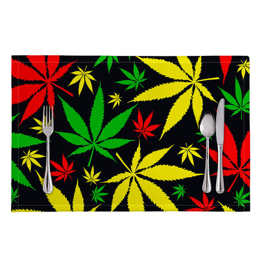 Hemp Leaves Reggae Pattern Print Placemat