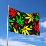 Hemp Leaves Reggae Pattern Print Polyester Flag