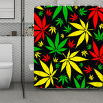 Hemp Leaves Reggae Pattern Print Polyester Shower Curtain