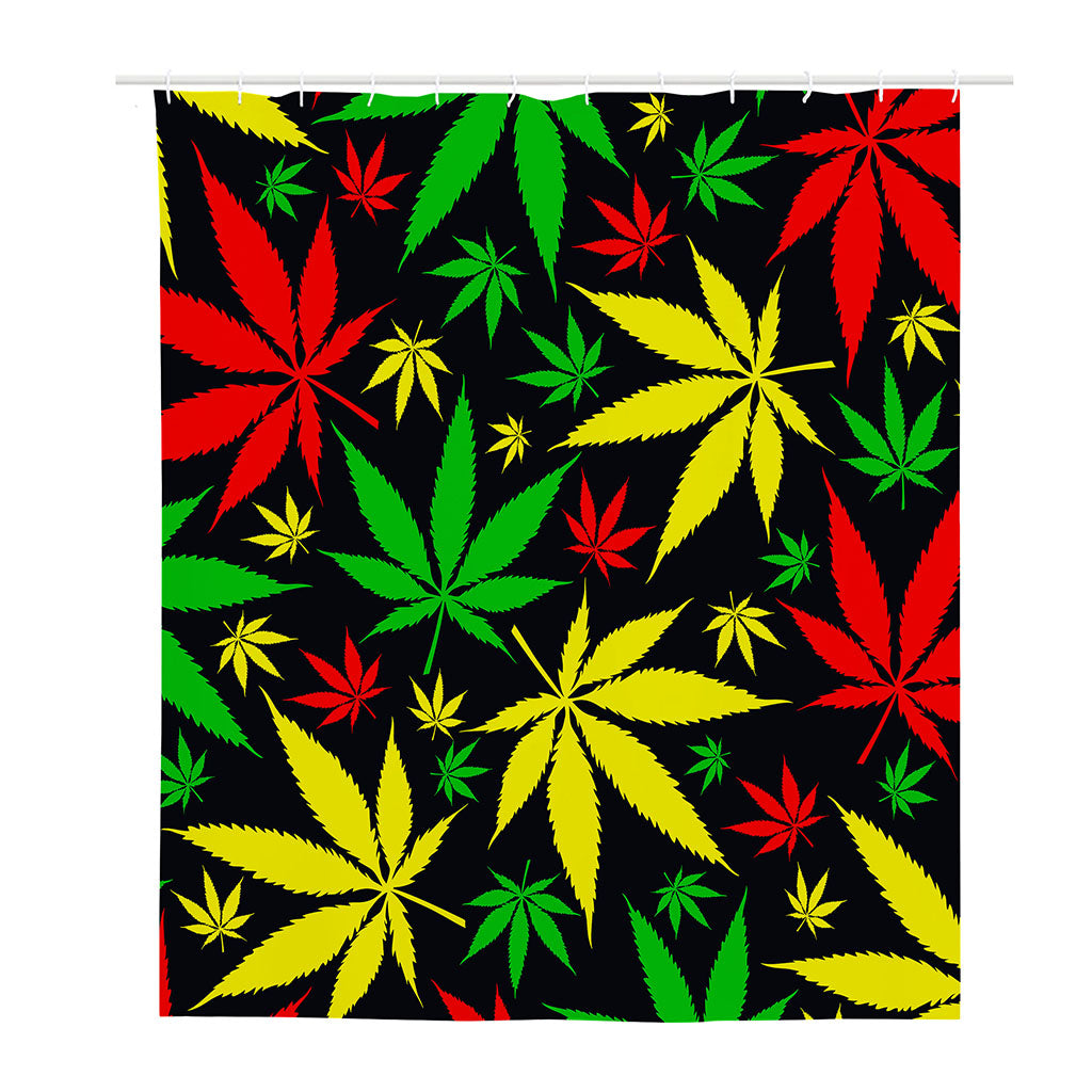 Hemp Leaves Reggae Pattern Print Polyester Shower Curtain
