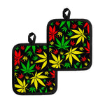 Hemp Leaves Reggae Pattern Print Pot Holders