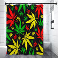 Hemp Leaves Reggae Pattern Print Premium Shower Curtain