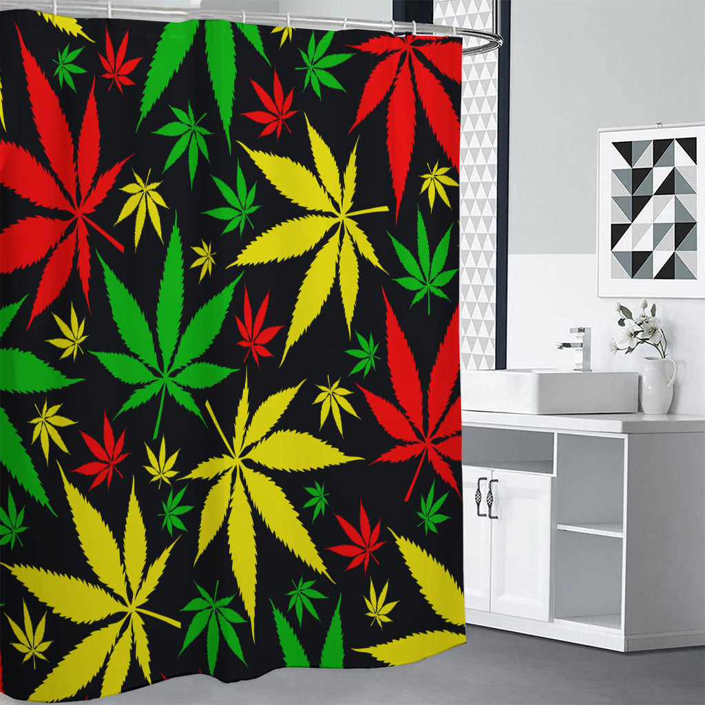 Hemp Leaves Reggae Pattern Print Premium Shower Curtain