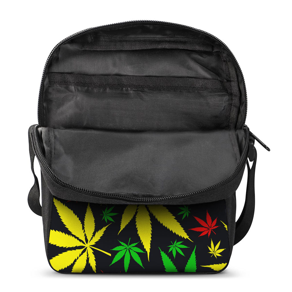 Hemp Leaves Reggae Pattern Print Rectangular Crossbody Bag