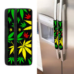 Hemp Leaves Reggae Pattern Print Refrigerator Handle Covers