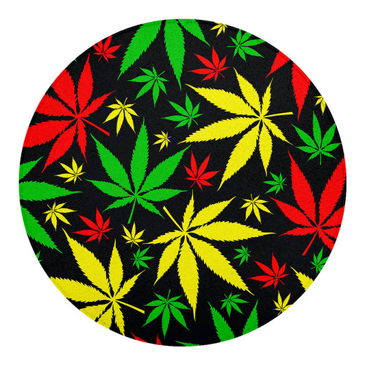 Hemp Leaves Reggae Pattern Print Round Blanket