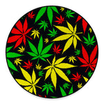 Hemp Leaves Reggae Pattern Print Round Floor Mat