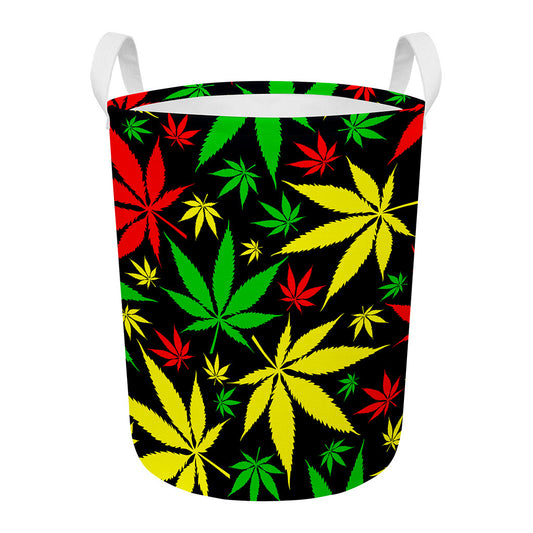 Hemp Leaves Reggae Pattern Print Round Laundry Basket