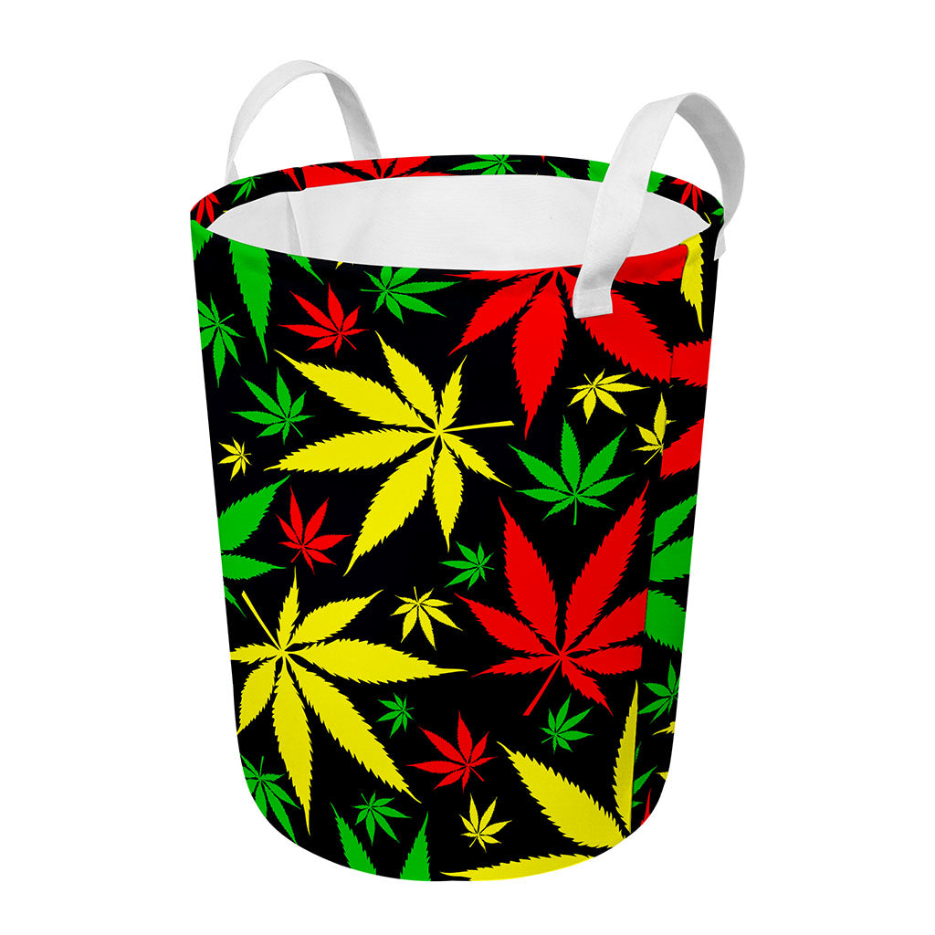 Hemp Leaves Reggae Pattern Print Round Laundry Basket