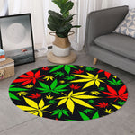 Hemp Leaves Reggae Pattern Print Round Rug